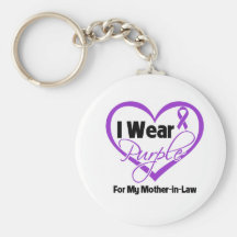 I Wear Purple Heart Ribbon - Mother-in-Law Keychains