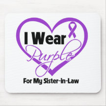 I Wear Purple Heart Ribbon - Sister-in-Law Mouse Pads