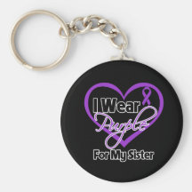 I Wear Purple Heart Ribbon - Sister Key Chain