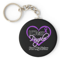 I Wear Purple Heart Ribbon - Sister Key Chain