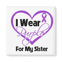 I Wear Purple Heart Ribbon - Sister Refrigerator Magnets
