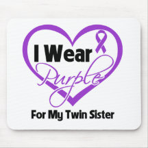 I Wear Purple Heart Ribbon - Twin Sister Mousepad