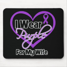 I Wear Purple Heart Ribbon - Wife Mouse Pad