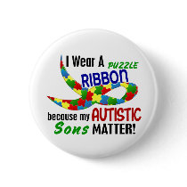I Wear Puzzle Ribbon For My Sons 33 AUTISM Shirts buttons