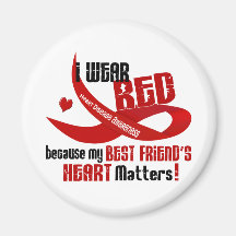 I Wear Red For My Best Friend's Heart 33 Magnet