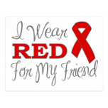 I Wear Red For My Friend (Red Ribbon) Postcards