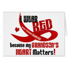 I Wear Red For My Grandson's Heart 33 Greeting Card