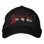 I Wear Red For My Hero - Heart Disease embroidered hats