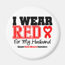I Wear Red For My Husband Fridge Magnet