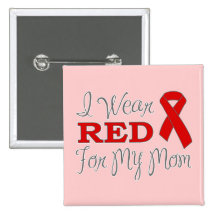 I Wear Red For My Mom (Red Ribbon) Pin