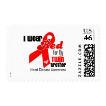 I Wear Red For My Twin Brother Heart Disease Stamp