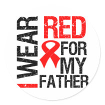 I Wear Red Ribbon For My Father Round Sticker