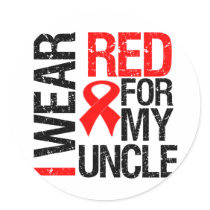 I Wear Red Ribbon For My Uncle Round Sticker