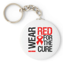 I Wear Red Ribbon For The Cure Keychains