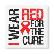 I Wear Red Ribbon For The Cure Refrigerator Magnets