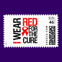 I Wear Red Ribbon For The Cure postage