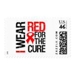 I Wear Red Ribbon For The Cure postage
