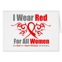 I Wear Red Tribal Ribbon Women Heart Disease Greeting Cards