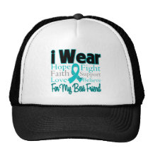 I Wear Ribbon Collage Best Friend - Ovarian Cancer Mesh Hats