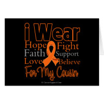 I Wear Ribbon Collage Cousin - Leukemia Greeting Card