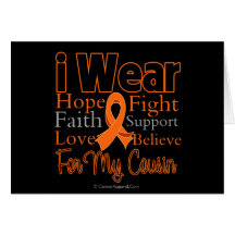 I Wear Ribbon Collage Cousin - Leukemia Greeting Card