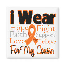 I Wear Ribbon Collage Cousin - Leukemia Refrigerator Magnets