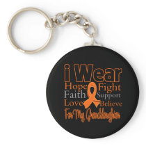 I Wear Ribbon Collage Granddaughter - Leukemia Keychain