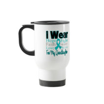 I Wear Ribbon Collage Granddaughter Ovarian Cancer Mugs