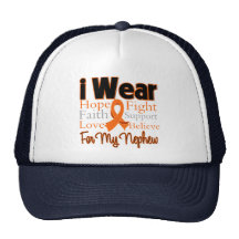 I Wear Ribbon Collage Nephew - Leukemia Mesh Hat