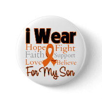 I Wear Ribbon Collage Son - Leukemia Pinback Button
