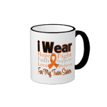I Wear Ribbon Collage Twin Sister - Leukemia Coffee Mugs