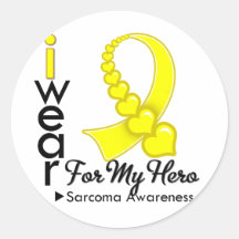 I Wear Sarcoma Ribbon For My Hero Round Stickers