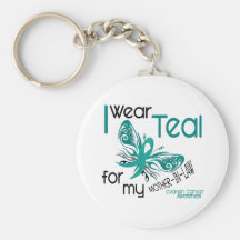 I Wear Teal For Mother-In-Law 45 Ovarian Cancer Key Chains
