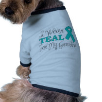 I Wear Teal For My Grandma (Teal Awareness Ribbon) Pet Tee