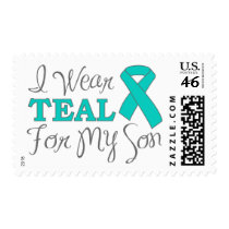I Wear Teal For My Son (Teal Awareness Ribbon) Stamps