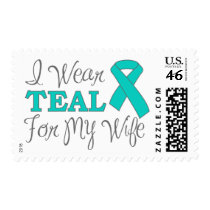 I Wear Teal For My Wife (Teal Awareness Ribbon) Postage Stamps