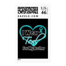 I Wear Teal Heart Ribbon For My Brother Postage Stamp