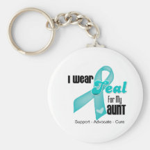 I Wear Teal Ribbon For My Aunt Key Chain