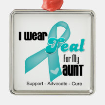 I Wear Teal Ribbon For My Aunt Ornaments