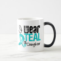 I Wear Teal Ribbon For My Daughter Mugs