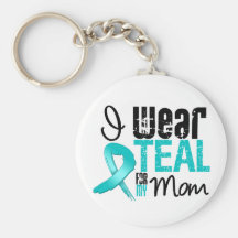 I Wear Teal Ribbon For My Mom Keychain