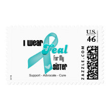 I Wear Teal Ribbon For My Sister Postage Stamp