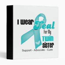 I Wear Teal Ribbon For My Twin Sister 3 Ring Binders