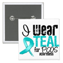 I Wear Teal Ribbon For PCOS Awareness Pin