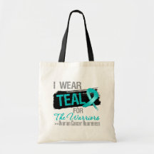 I Wear Teal Ribbon For The Warriors Ovarian Cancer Bags
