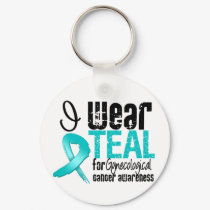I Wear Teal Ribbon Gynecological Cancer Awareness keychains