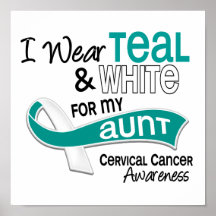 I Wear Teal White 42 Aunt Cervical Cancer Poster