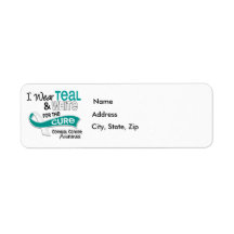 I Wear Teal White 42 Cure Cervical Cancer Return Address Label