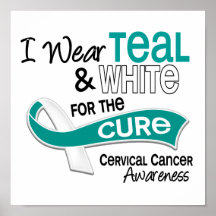I Wear Teal White 42 Cure Cervical Cancer Print