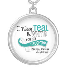 I Wear Teal White 42 Daughter Cervical Cancer Pendant
